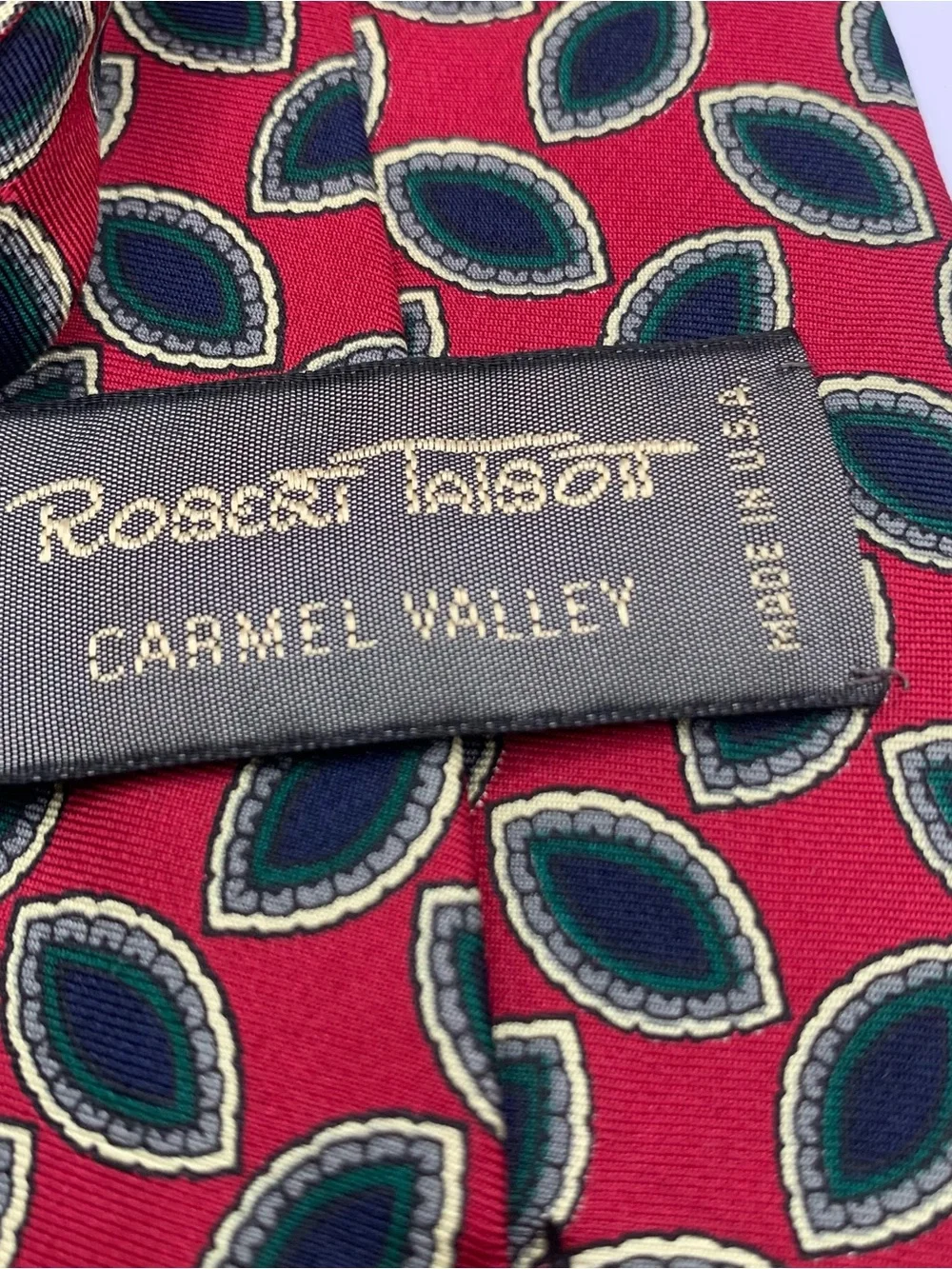 Robert Talbott Red Tie with Green and Cream Leaf Motif